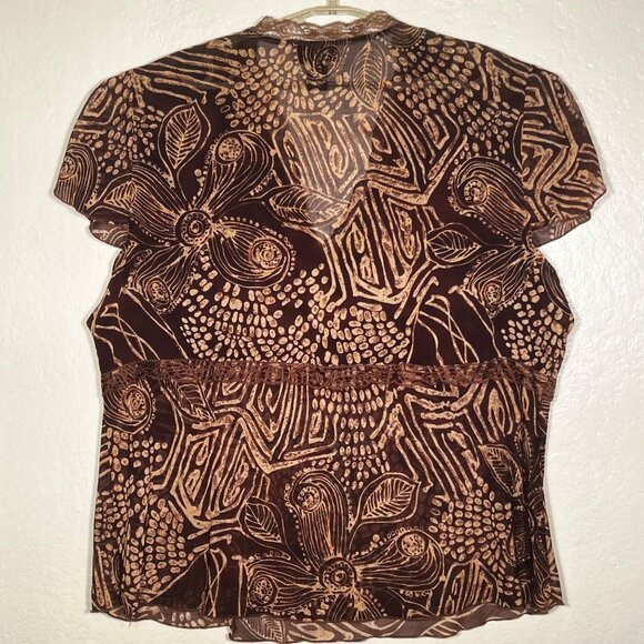 VTG Lane Bryant Womens Plus 26/28 Brown Floral Print Baby Doll Y2K Made in USA - Picture 2 of 15